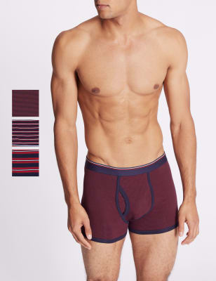 

Mens M&S Collection 3pk Cotton Rich Striped Trunks - Multi, Multi