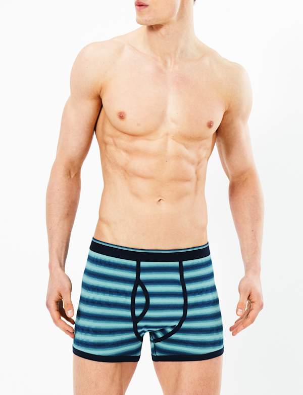3 Pack Cotton Striped Cool & Fresh™ Trunks