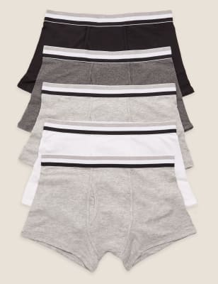 

M&S Collection Pack de 5 bóxers slip de algodón Cool & Fresh™ elásticosMens - Grey Mix, Grey Mix