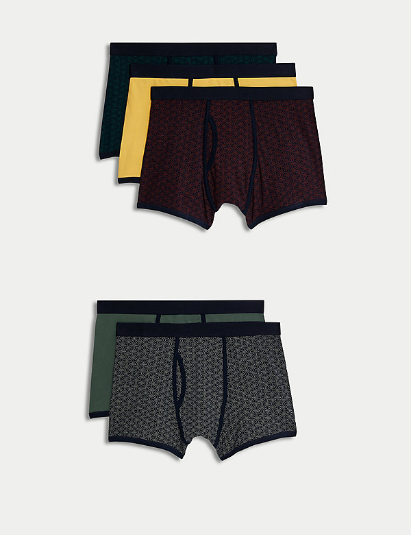 Set van 5 katoenen boxershorts met stretch en foulardprint - BE