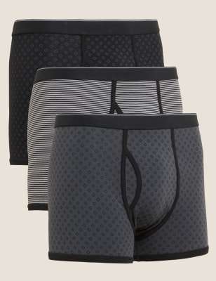 

Mens M&S Collection 3pk Cotton Stretch Cool & Fresh™ Trunks - Black Mix, Black Mix