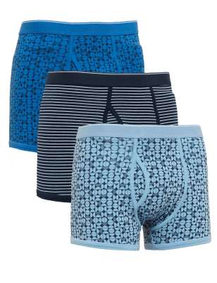 

Mens M&S Collection 3pk Cool & Fresh™ Geometric Trunks - Light Blue, Light Blue