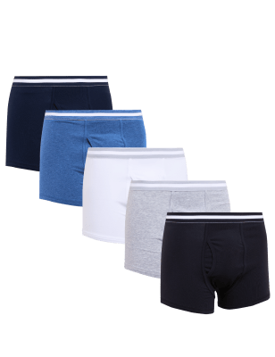 

Mens M&S Collection 5pk Cotton Stretch Cool & Fresh™ Trunks - Denim Mix, Denim Mix