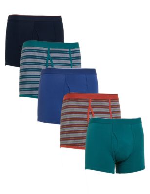 

Mens M&S Collection 5pk Cotton Stretch Trunks - Teal Mix, Teal Mix