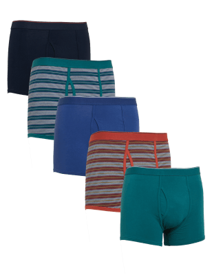 

Mens M&S Collection 5pk Cotton Stretch Trunks - Teal Mix, Teal Mix