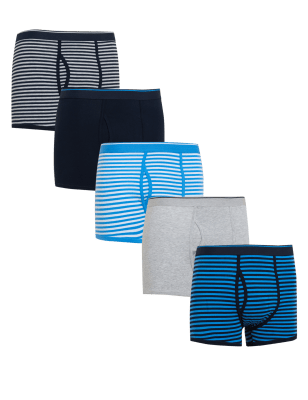 

Mens M&S Collection 5er-Pack Shorts mit hohem Baumwollanteil und Cool & Fresh™ - Blue Mix, Blue Mix