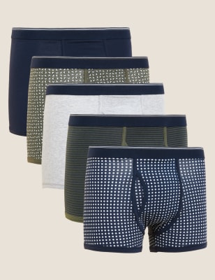 

Mens M&S Collection 5pk Cotton Rich Cool & Fresh™ Trunks - Dark Khaki, Dark Khaki