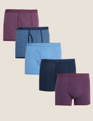 

Mens M&S Collection 5pk Cotton Rich Cool & Fresh™ Trunks - Magenta, Magenta