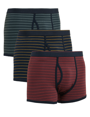 

Mens M&S Collection 3pk Cotton Rich Cool & Fresh™ Trunks - Multi, Multi