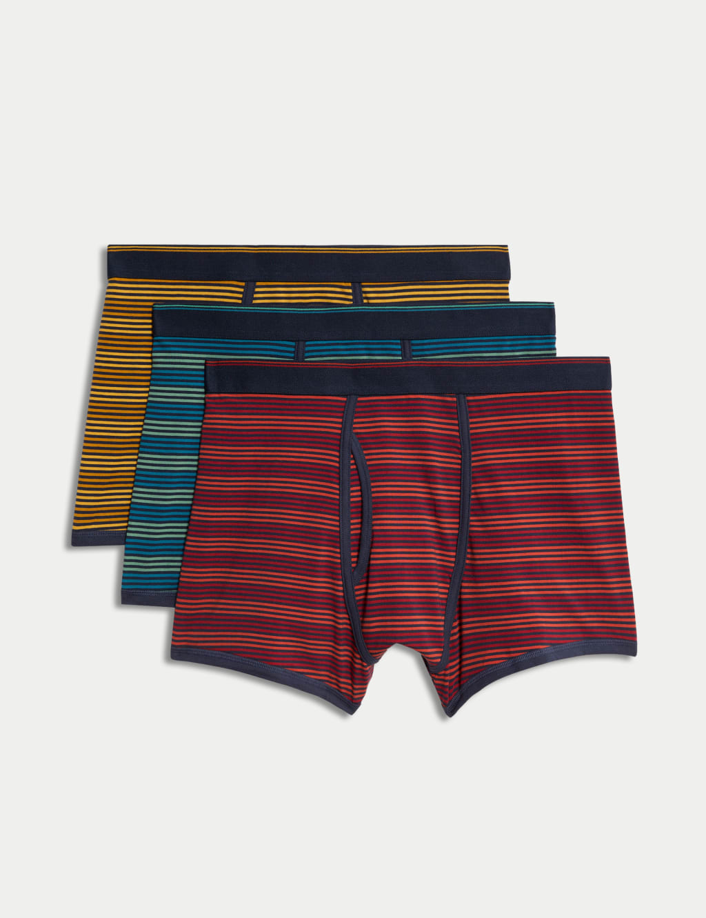 3pk Cotton Rich Cool & Fresh™ Striped Trunks image 1