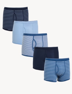 

Mens M&S Collection 5pk Cotton Rich Cool & Fresh™ Trunks - Light Blue, Light Blue