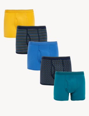 

Mens M&S Collection 5pk Cotton Stretch Cool & Fresh™ Trunks - Teal Mix, Teal Mix