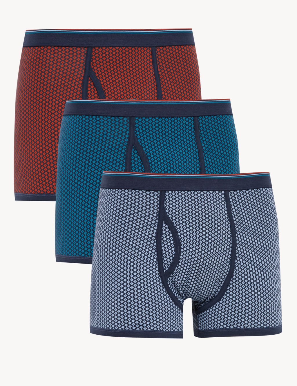 3pk Cotton Rich Cool & Fresh™ Diamond Trunks image 1