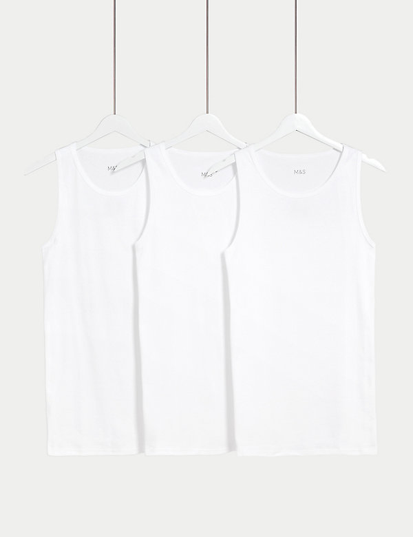3pk Essential Cotton Sleeveless Vests - SE