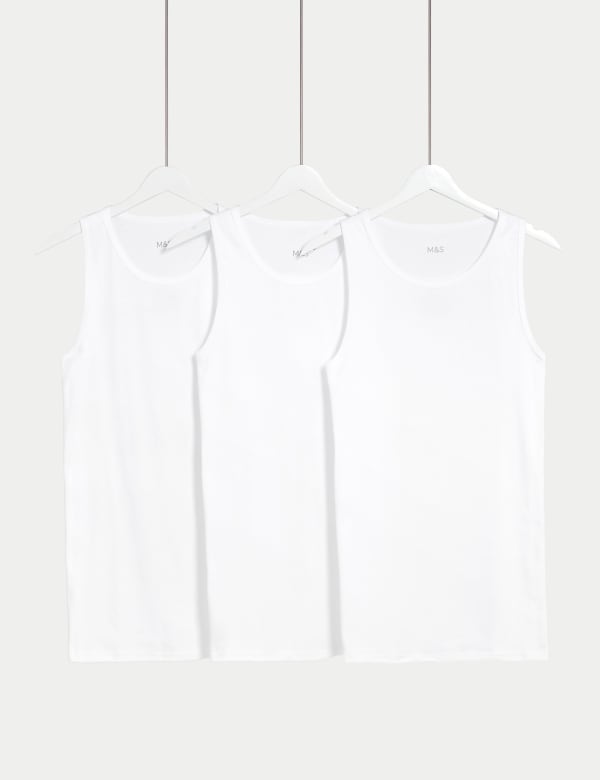 3 Pack Pure Cotton Sleeveless Vests