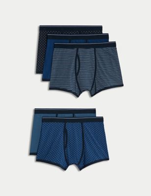 

Mens M&S Collection 5pk Cotton Rich Cool & Fresh™ Trunks - Navy Mix, Navy Mix