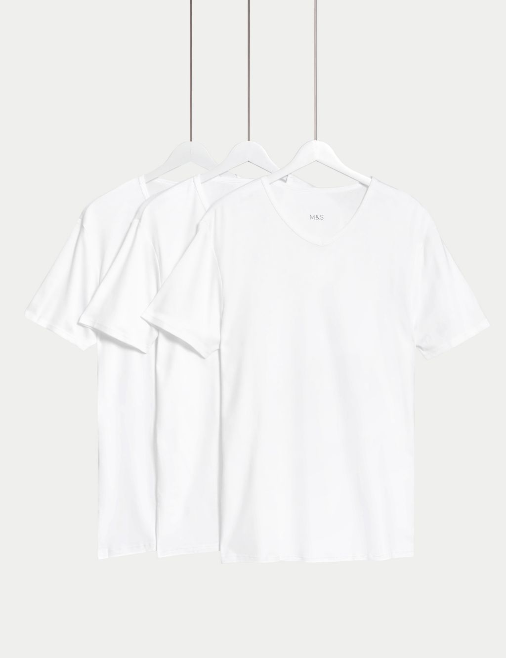 3pk Pure Cotton V-Neck T-Shirt Vests image 1