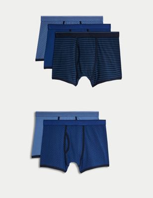 5pk Cotton Cool & Fresh™ Stretch Trunks, M&S Collection