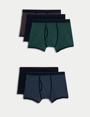 

Mens M&S Collection 5pk Cool & Fresh™ Pattern Trunks - Navy Mix, Navy Mix