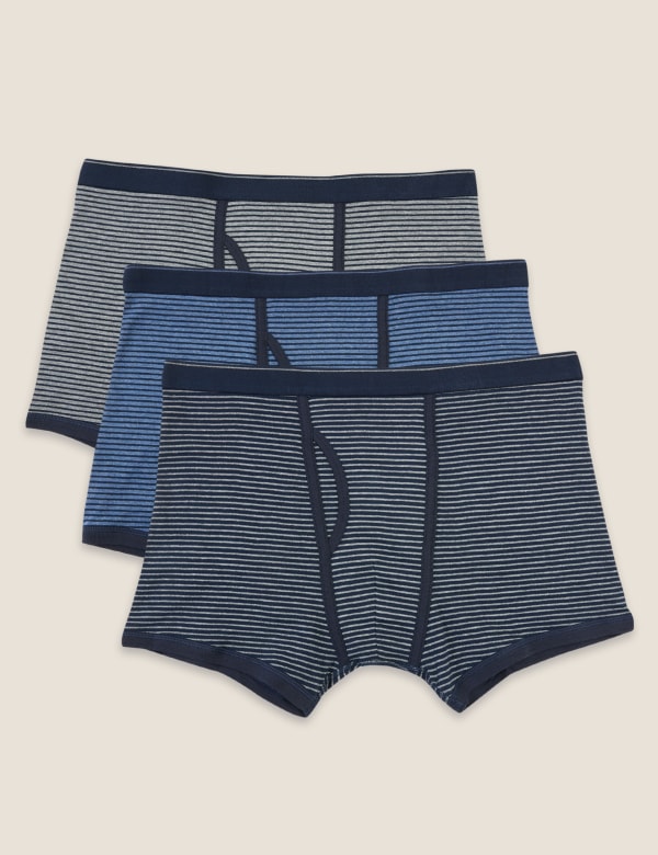 3 Pack Cotton Cool & Fresh™ Striped Trunks