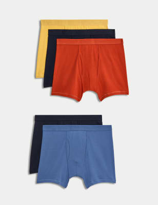 5pk Pure Cotton Assorted Woven Boxers, M&S Collection