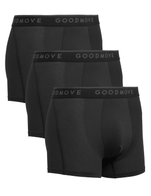 

Mens GOODMOVE 3pk Sports Trunks - Black, Black