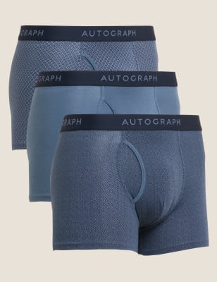 

Mens Autograph 3pk Premium Cotton Supersoft Trunks - Blue Mix, Blue Mix