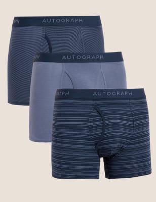 3pk Cotton Blend Striped Trunks