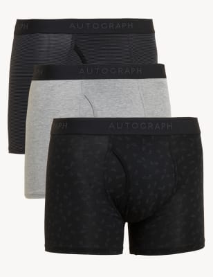 

Mens Autograph 3pk Supima® Cotton Blend Patterned Trunks - Black Mix, Black Mix