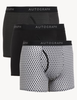 

Mens Autograph 3pk Microskin Assorted Pattern Trunks - Black, Black