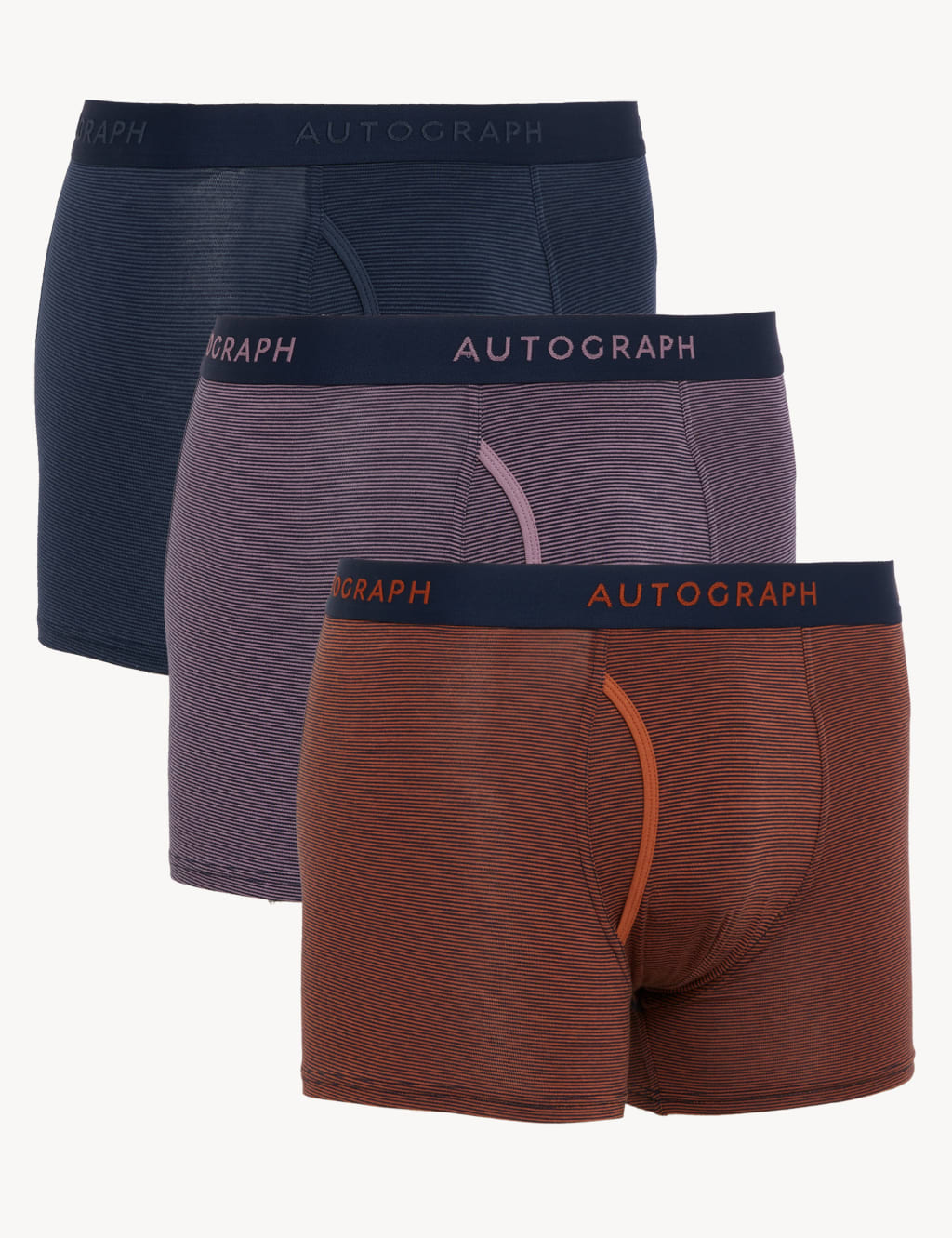3pk Premium Cotton Striped Trunks image 1