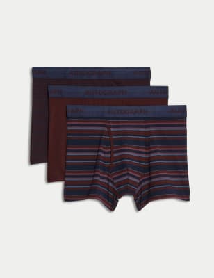 

Mens Autograph 3pk Supima® Cotton Blend Striped Trunks - Dark Claret, Dark Claret