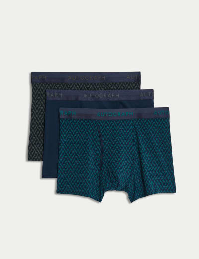 3pk Microskin Monogram Print & Plain Trunks