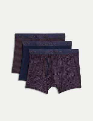 

Mens Autograph 3pk Microskin Geometric Trunks - Navy Mix, Navy Mix