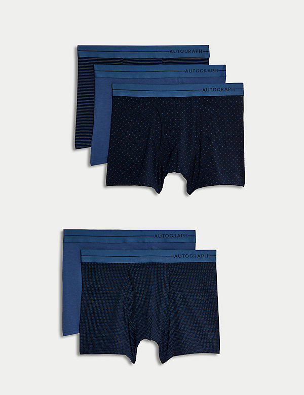 Lot de 5&nbsp;boxers en modal et coton Supima® à imprimé géométrique - BE