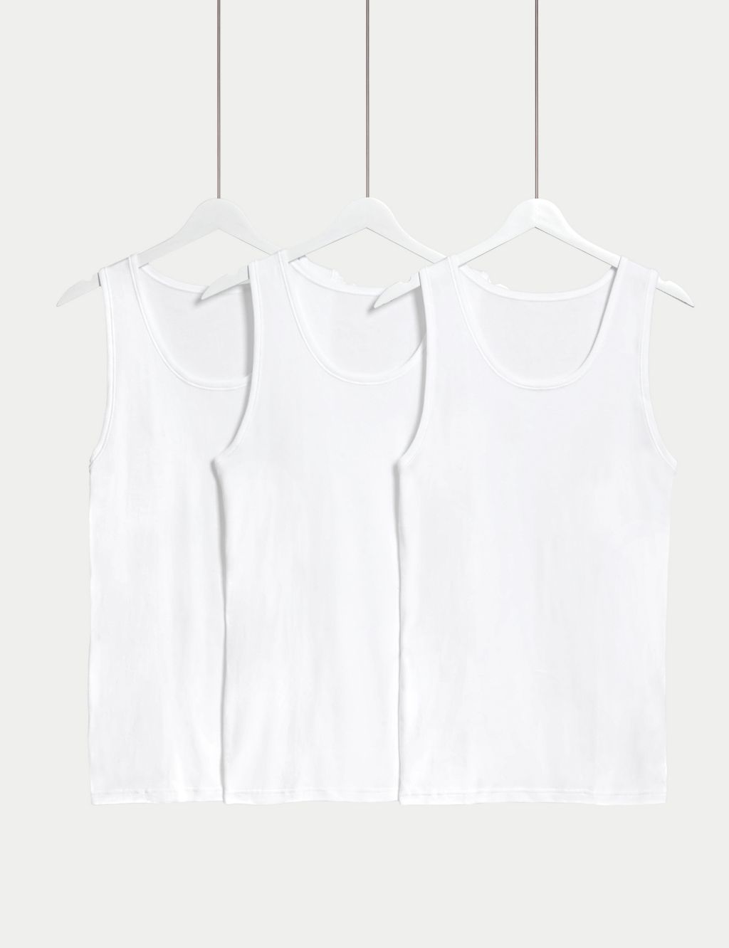 3pk Pure Cotton Sleeveless Vests image 1