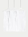 3pk Pure Cotton Sleeveless Vests