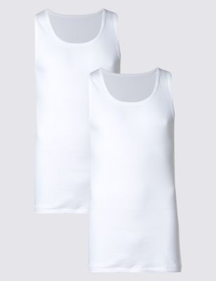 2 Pack Pure Cotton Sleeveless Vests 