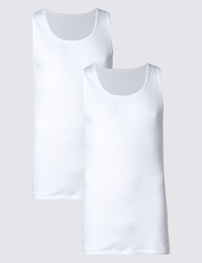 2 Pack Pure Cotton Sleeveless Vests