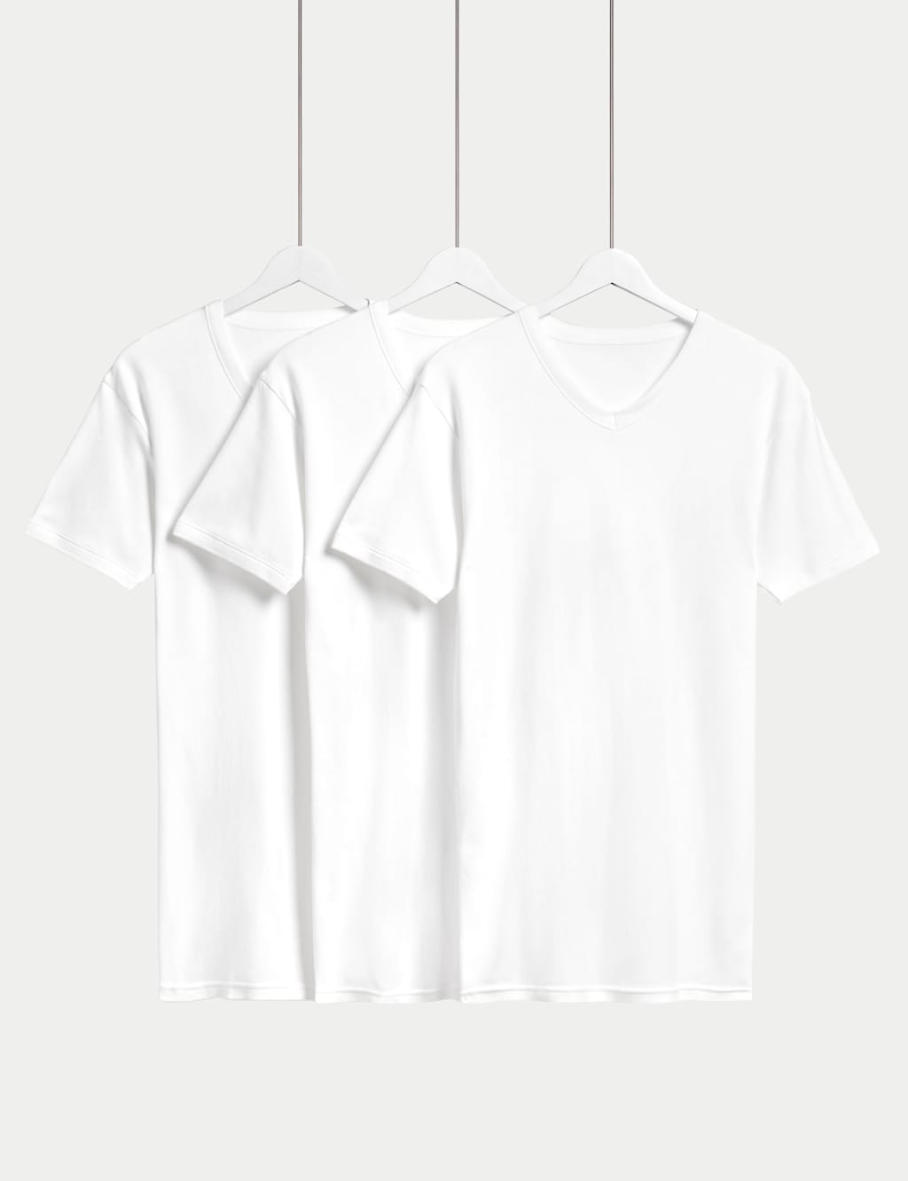 3pk Pure Cotton V-Neck T-Shirt Vests image 1
