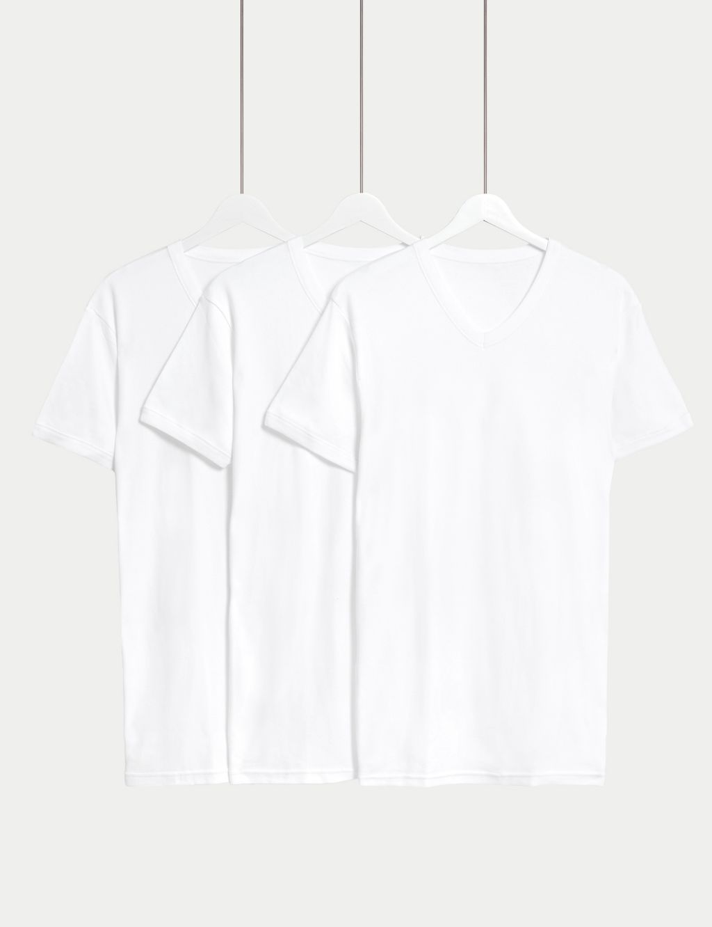 3pk Pure Cotton V-Neck T-Shirt Vests image 1