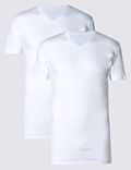 2pk Pure Cotton V-Neck T-Shirt Vests