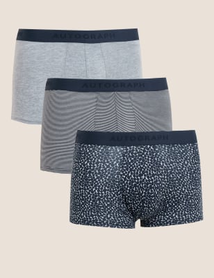 

Autograph Pack de 3 calzoncillos a la cadera con algodón de estampados variadosMens - Navy Mix, Navy Mix