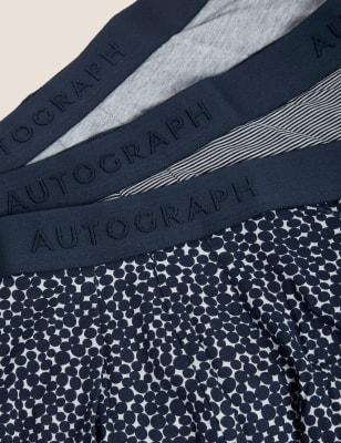 

Autograph Pack de 3 calzoncillos a la cadera con algodón de estampados variadosMens - Navy Mix, Navy Mix