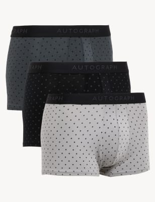 

Mens Autograph 3pk Premium Cotton Polka Dot Hipsters - Black, Black