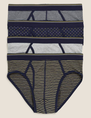 

Mens M&S Collection 4er-Pack Cool & Fresh™-Slips aus Baumwolle mit Stretch - Navy Mix, Navy Mix