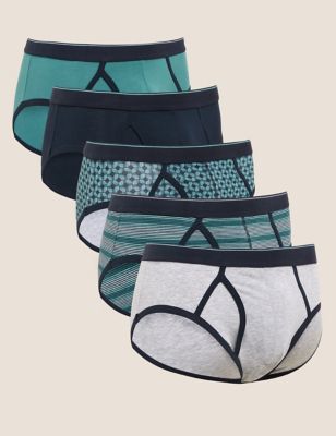 

Mens M&S Collection 5pk Cotton Stretch Cool and Fresh™ Briefs - Teal Mix, Teal Mix