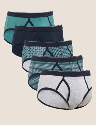 

Mens M&S Collection 5er-Pack Cool and Fresh™-Slips aus Baumwolle mit Stretch - Teal Mix, Teal Mix