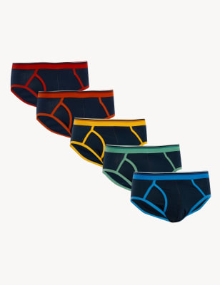 

Mens M&S Collection 5er-Pack Cool & Fresh™-Slips aus Baumwolle mit Stretch - Navy, Navy