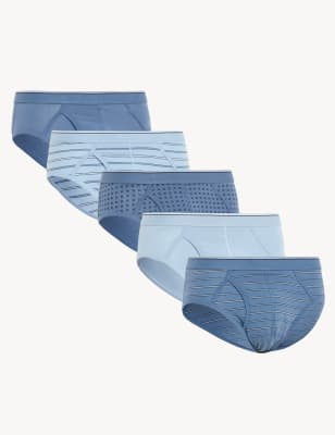 

Mens M&S Collection 5er-Pack Slips mit hohem Baumwollanteil und Cool & Fresh™ - Mid Blue, Mid Blue